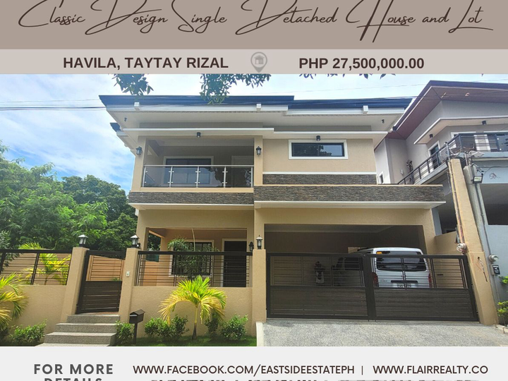 Classic Design Single Detached House and Lot in Havila, Taytay Rizal