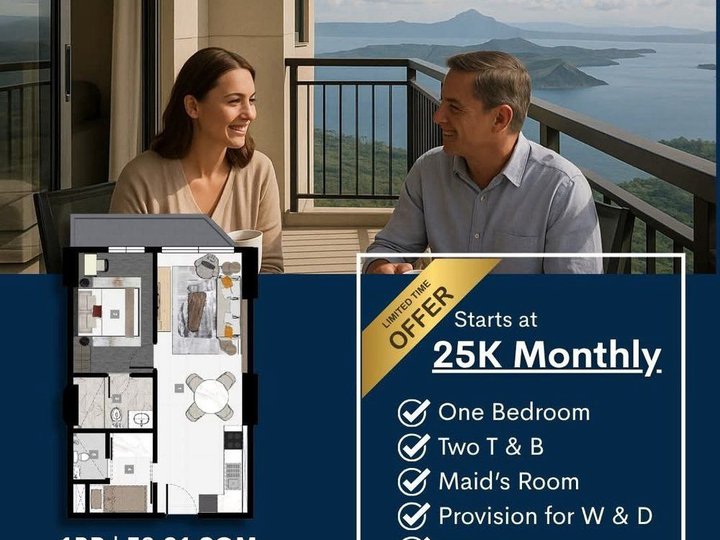 58.21 sqm 1-bedroom Residential Condo For Sale in Tagaytay Cavite