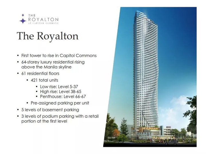 RFO/Ready for occupancy - THE ROYALTON AT CAPITOL COMMONS