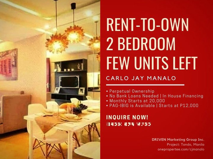 FEW LEFT! Affordable RFO Rent to Own 2 Bedroom 10K LIPAT AGAD @ MANILA