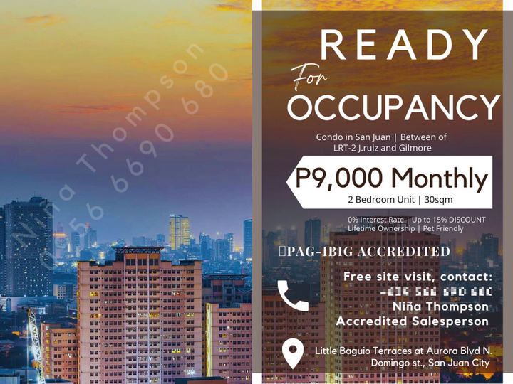 PAG-IBIG APPROVED RFO CONDO City View in San Juan 9K MONTHLY - 490K DP