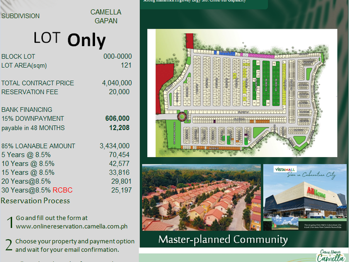 Camella Gapan Land for sale 121 Square Meter