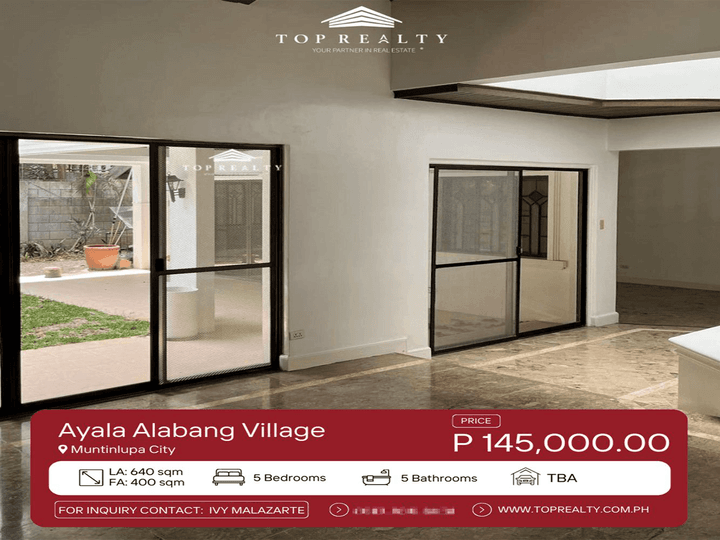 5BR House and Lot for Rent in Ayala Alabang Village, Muntinlupa City