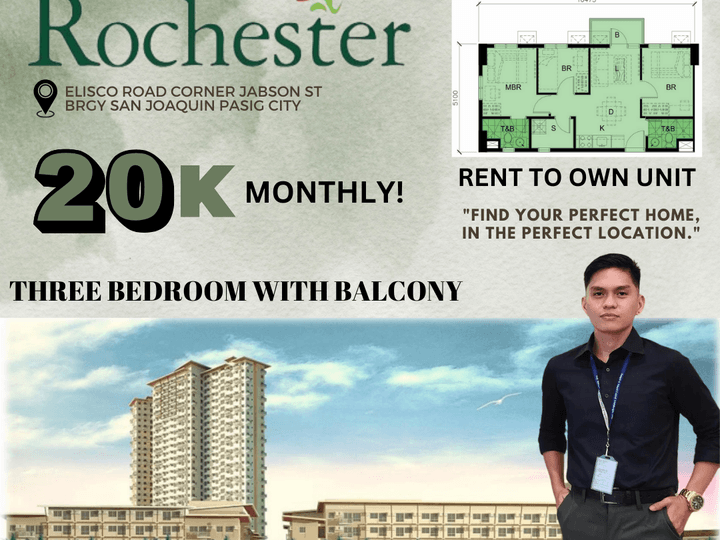 3BR WITH BALCONY RENT TO OWN CONDO UNIT IN PASIG CITY AFFORDABLE