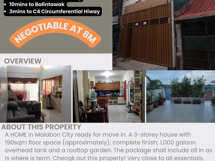 3-storey House and Lot in Malabon City