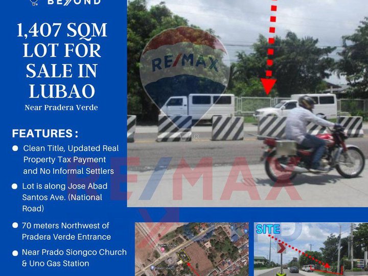 Lot for Sale in Prado Siongco, Lubao, Pampanga Lot Area: 1,407 sqm