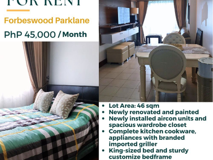 FOR RENT:  Newly-renovated Fully Furnished 1-Bedroom in BGC, Parklane