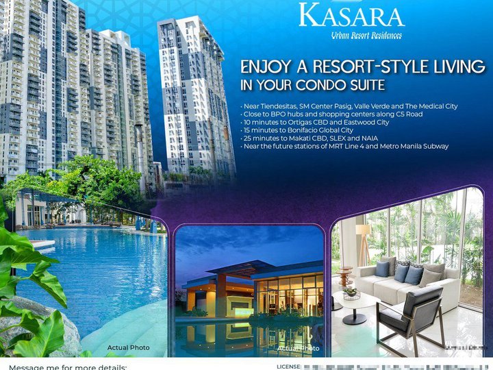 RENT TO OWN Ready for Occupancy condo units in KASARA URBAN RESORT RESIDENCES PASIG CITY