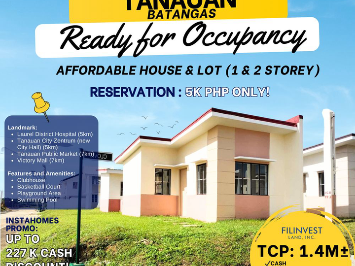 Up to 227k Cash Discount - 5k Reservation Fee Only- RFO Affordable House & Lot SANDIA HOMES BATANGAS