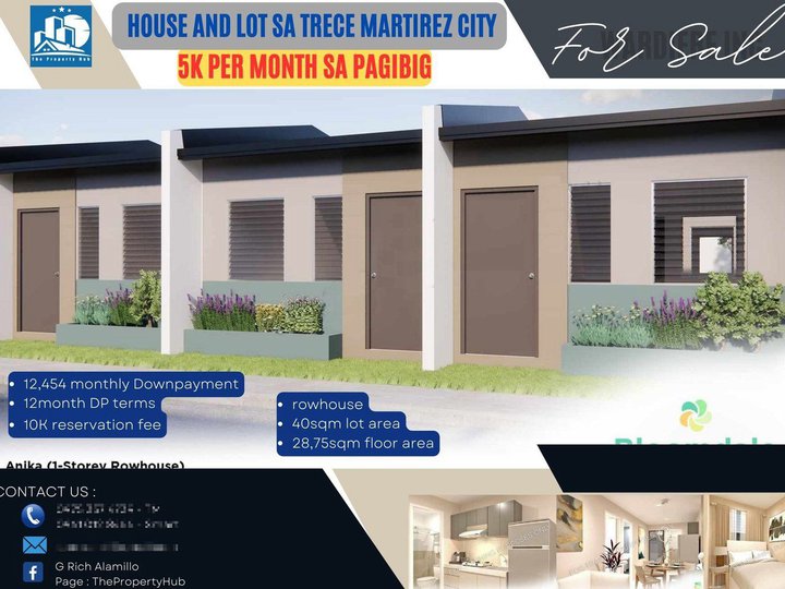5,637 pesos monthly for a Row House in Trece martirez City