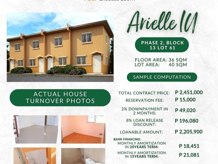 2-bedroom Townhouse Inner Unit For Sale in Bacolod Negros Occidental