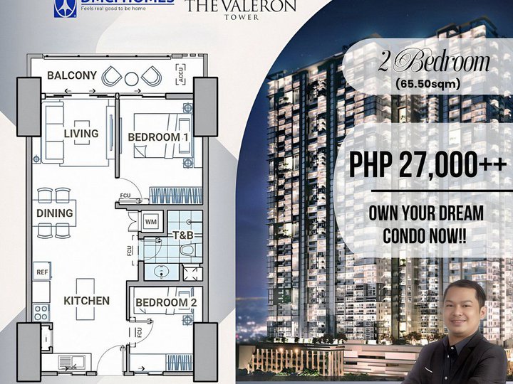 65.50sqm The Valeron Tower 2 Bedroom Pre-selling condo for sale in Pasig City