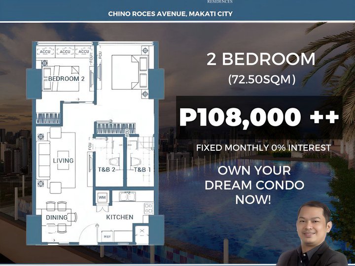 Fortis Residences 72.50sqm 2 Bedroom Pre-selling condo for sale in Makati City