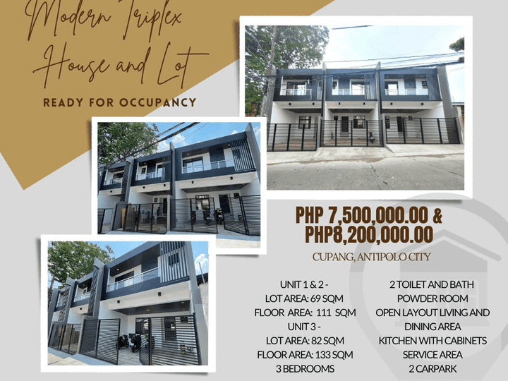Modern Triplex House and Lot in Lower Antipolo near SM Cherry