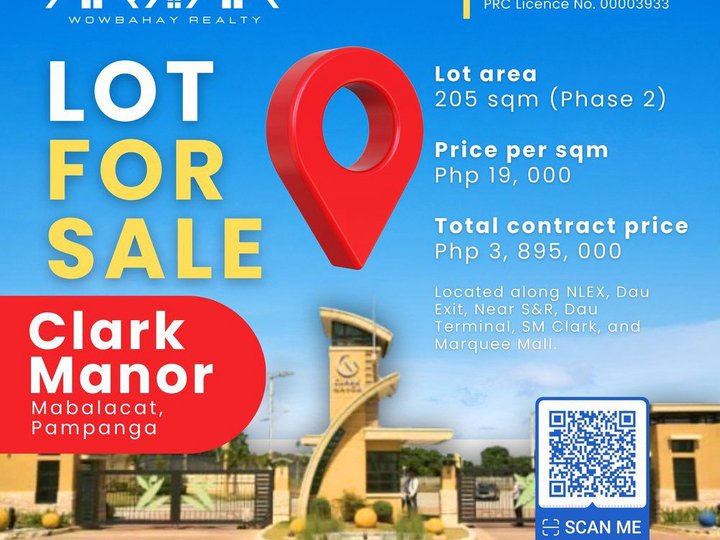 205 sqm Residential Lot For Sale in CLARK MANOR, Mabalacat Pampanga