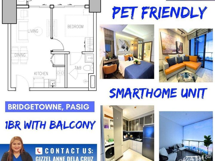Pet Friendly 1BR Condo for sale facing amenities at The le Pont Residences in Bridgetowne Pasig