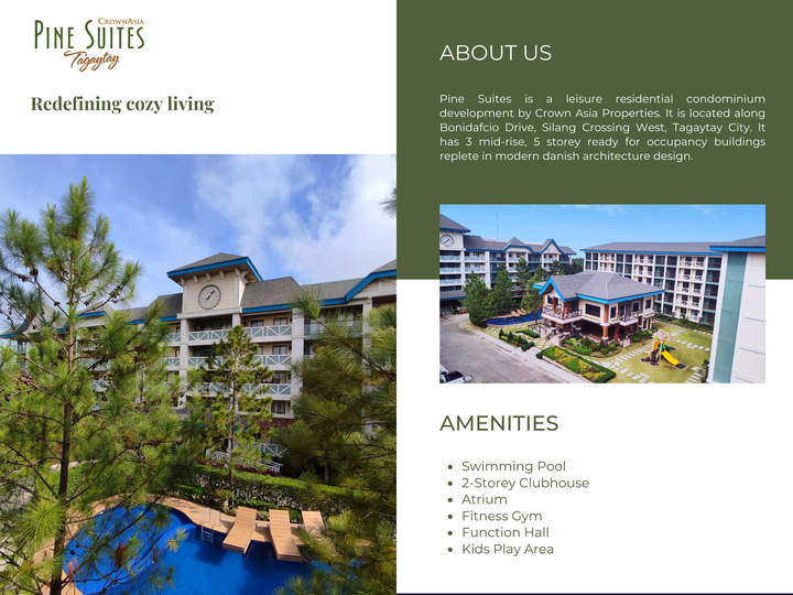 FOR SALE!! Studio Unit and 2BR Unit in Pines Suites Tagaytay