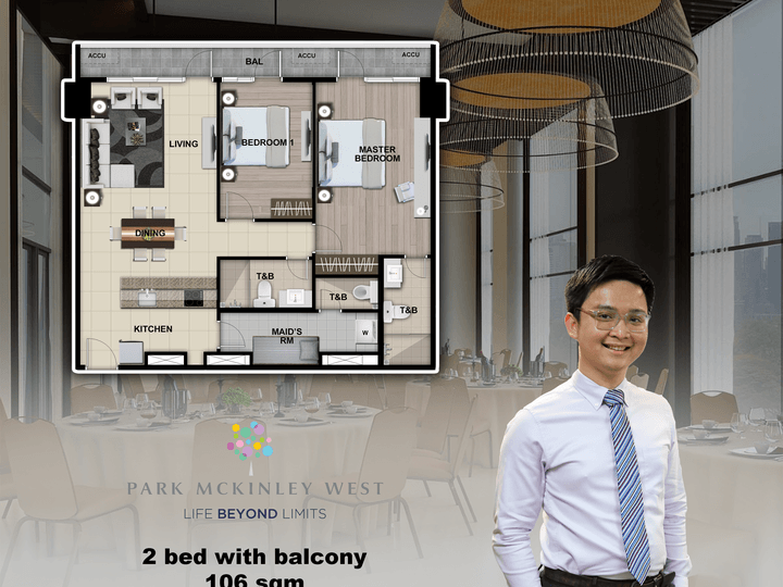 119 sqm 2 bedroom Park Mckinley West Preselling condo for sale Bgc