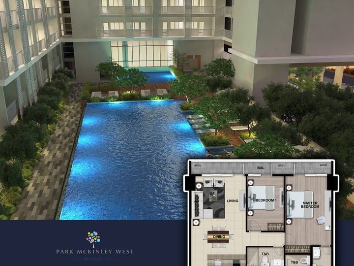 Bgc 2 bed with balcony Park Mckinley West Preselling condo for sale