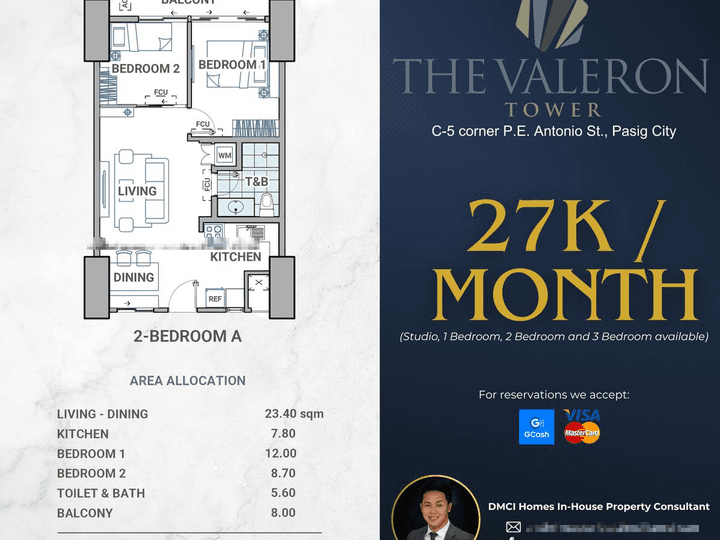 28K/MONTH! |Preselling Discounted 65.50 sqm 2-bedroom Condo For Sale in Pasig City by DMCI Homes