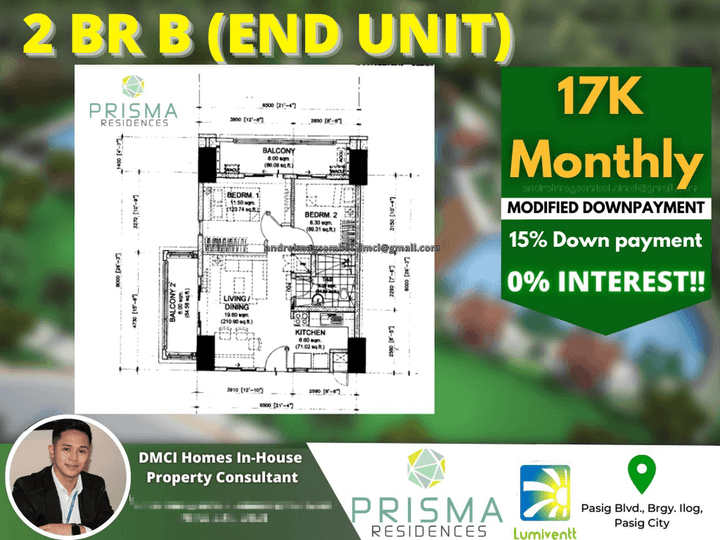 2 BR (66.50) in Prisma Residences by DMCI Homes in Pasig City