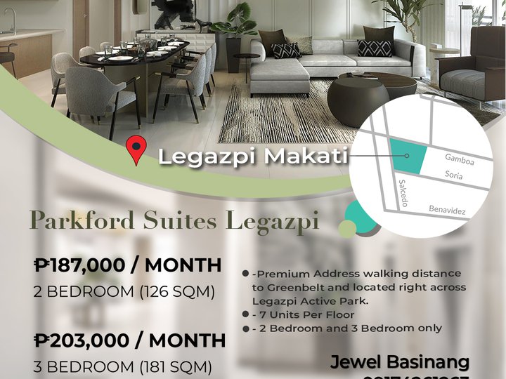 181 sqm (PHP75M) Condo For Sale in Parkford Suites Legazpi, Makati