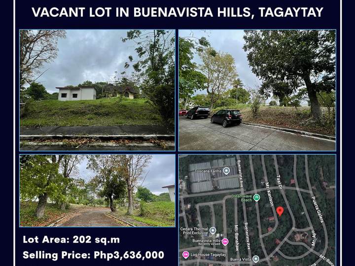 FOR SALE: VACANT RESIDENTIAL LOT in Buenavista Hills, Tagaytay