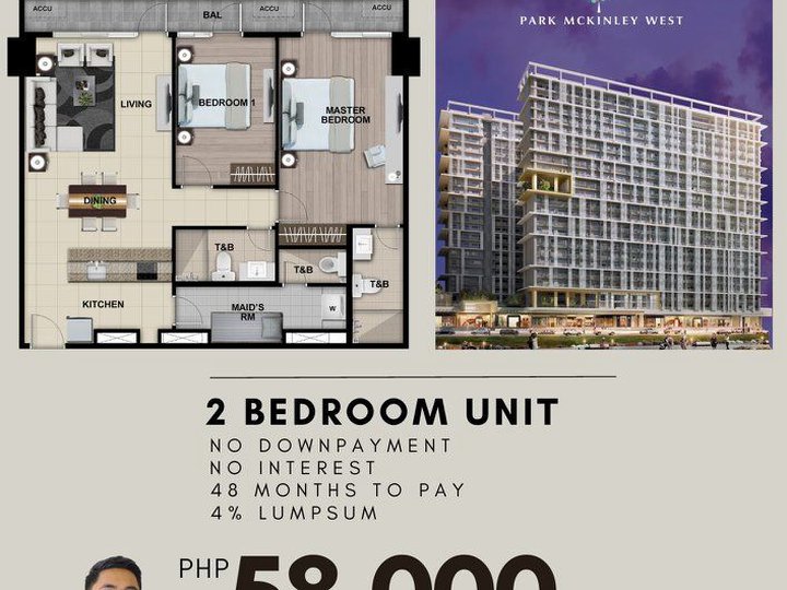 MOST AFFORDABLE PRICE/SQM IN FORT BONIFACIO - 2br unit with balcony