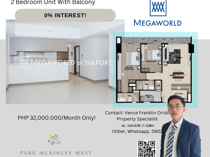 2 Bedroom Condo Unit for Sale in Park McKinley West, Taguig City