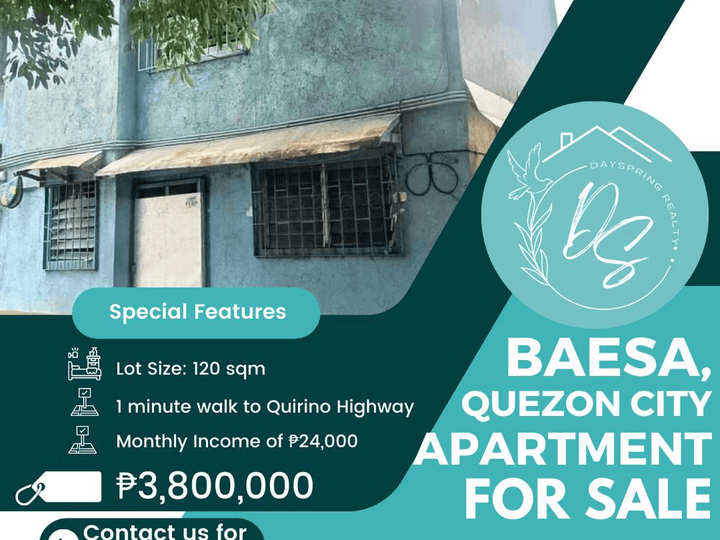 Apartment for Sale in Baesa, Quezon City for 3.8M ONLY