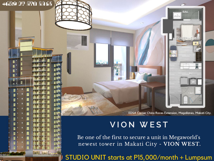 Vion West - 31.50 sqm Studio Condo For Sale in Makati Metro Manila