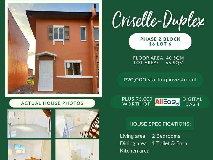 2-BEDROM CRISELLE DUPLEX READY FOR OCCUPANCY UNIT IN CAMELLA BACOLOD