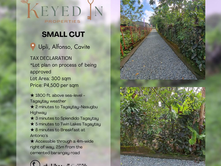 300sqm COOL FOGGY WEATHER lot 2-3 mins to SPLENDIDO TAGAYTAY for sale!