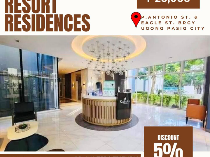 5% PROMO DISCOUNT|1 BEDROOM REASY FOR OCCUPANCY|NEAR EASTWOOD|ARCOVIA|RESORT TYPE CONDO|PETFRIENDLY