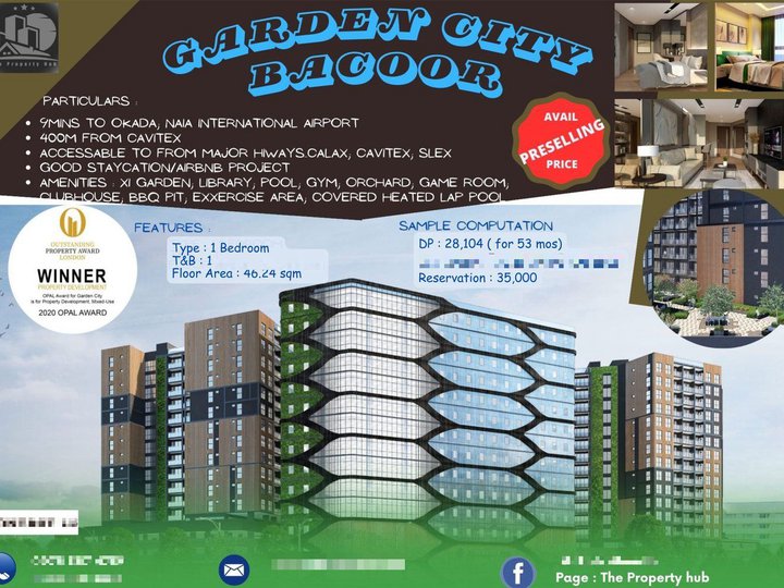 46.24sqm 1BR condominium units in Bacoot City