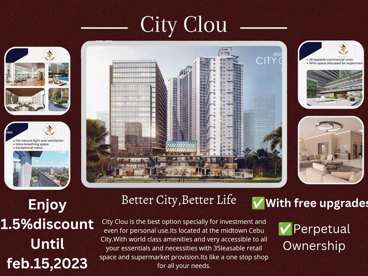 Pre Selling Studio Unit with 22.82sqm In City Clou