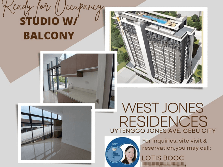 RFO 25.90 sqm Studio Condo Unit w/ balcony For Sale in West Jones Cebu