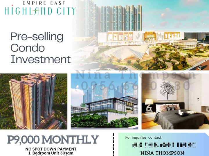For sale 1 Bedroom Condo P9,000 MONTHLY in Pasig-Cainta near Eastwood