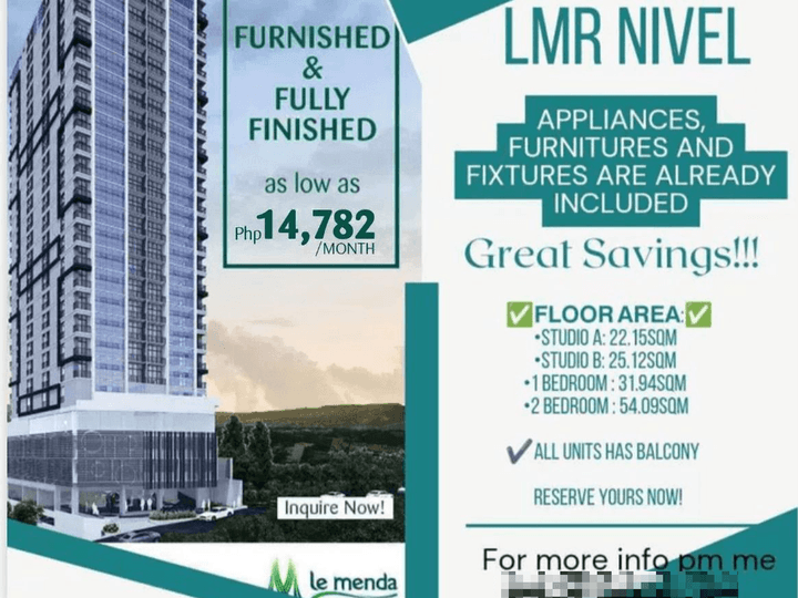 22.15sqm Studio Condo For Sale in Le Menda Residences Nivel Lahug Cebu