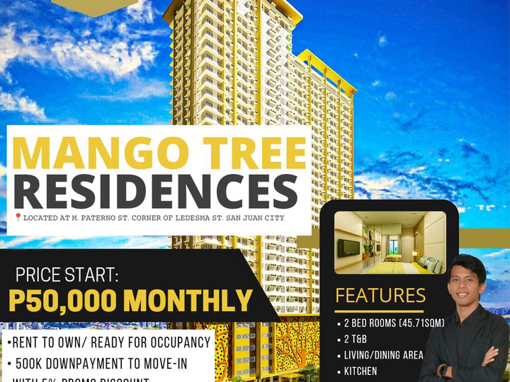 45.71 sqm 2-bedroom Condo For Sale at Mango Tree Residences in San Juan City