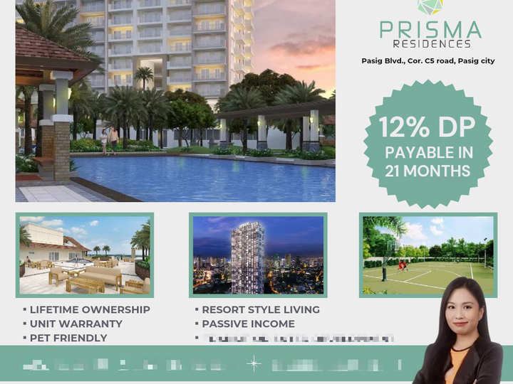 DMCI Condo for Sale in Pasig near Taguig Ready for occupancy Prisma Residences 2 Bedroom