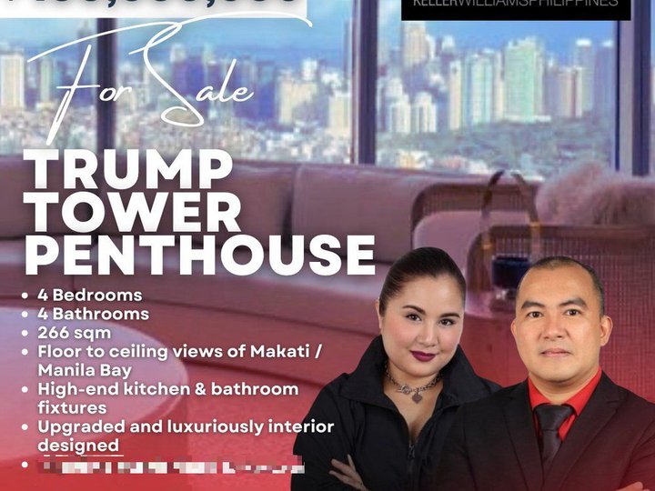 266.00 sqm Luxury 4-bedroom Penthouse Condo For Sale in Trump Tower Makati