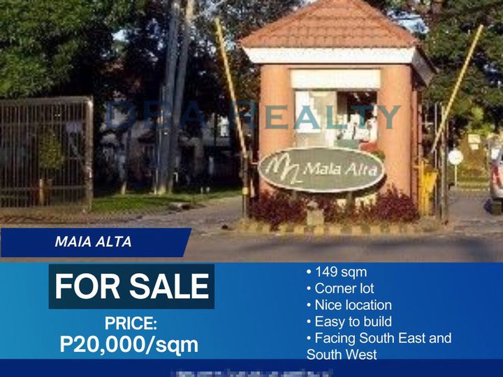 149 sqm Residential Lot for Sale in Maia Alta Garden, Antipolo City