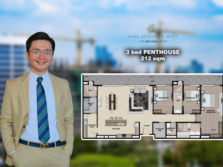 Penthouse 3 bedroom Park Mckinley West Bgc condo for sale Taguig City