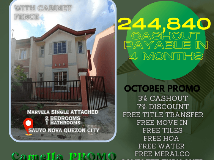 2bedroom Single Attached House For Sale in Sauyo Quezon City / QC