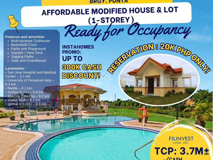 UP TO 300K CASH DISCOUNT- AFFORDABLE RFO HOUSE & LOT CALAMBA LAGUNA - ALDEA REAL