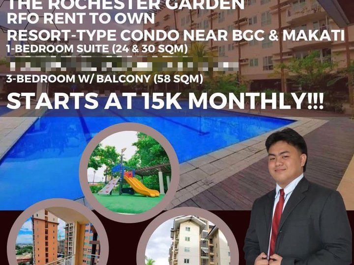 (RENT TO OWN)Ready For Occupancy 30.00 sqm 1-bedroom Residential Condo For Sale in Pasig NEAR: BGC