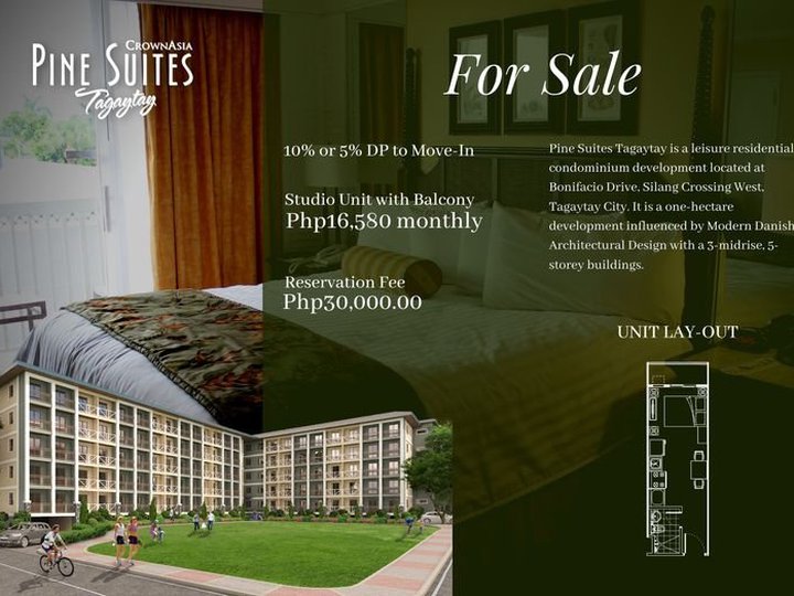 Ready for Occupancy Studio Condo for sale in Pine Suites Tagaytay