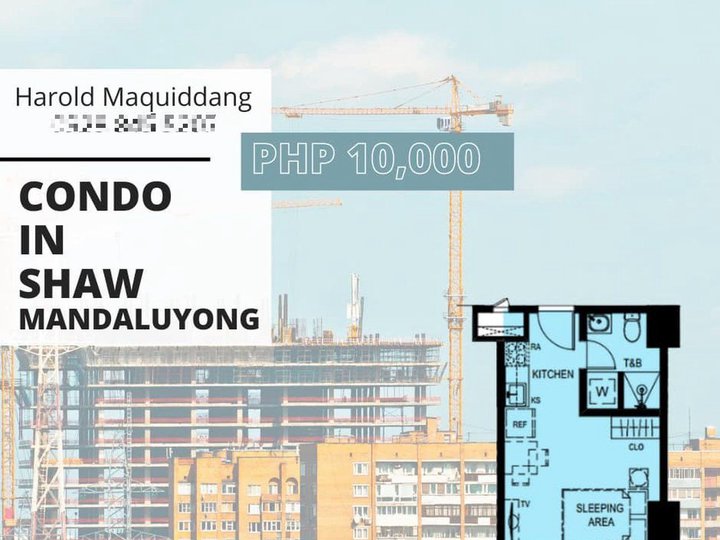 10K Monthly Studio 24 sqm in Shaw Mandaluyong beside Landcaster Hotel