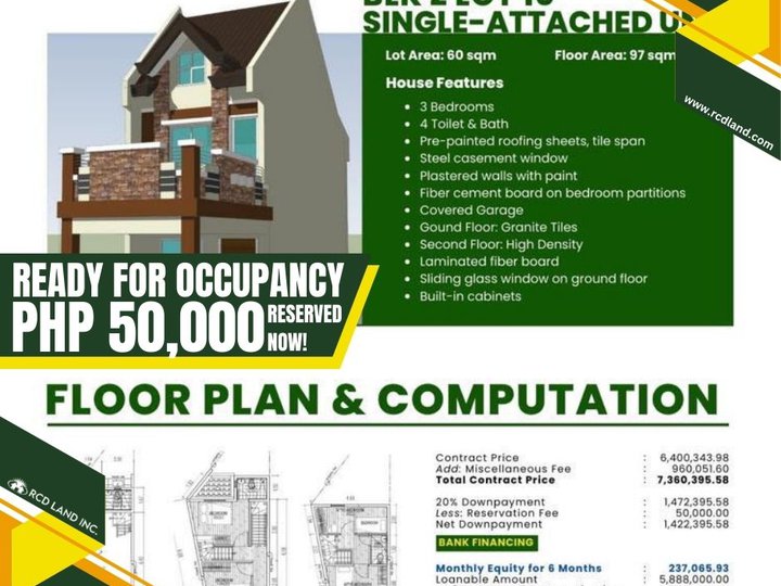RFO 3-bedroom Single Attached House For Sale Ready for occupancy